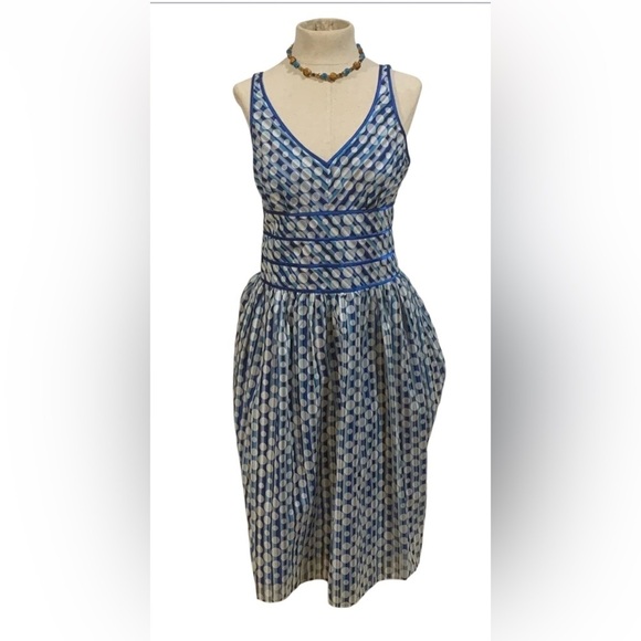 GNW Blue and White Midi Sundress Scoop Neck - Picture 1 of 7